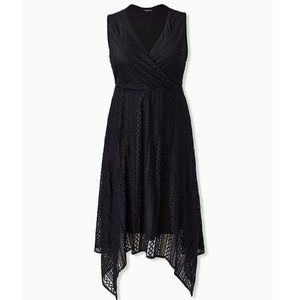 TORRID Black Geometric Lace Handkerchief Skater Dress Size 2